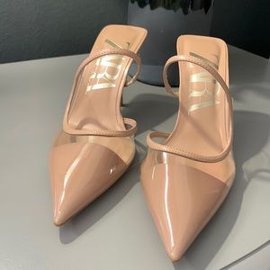 Vinyl High Heels in Beige